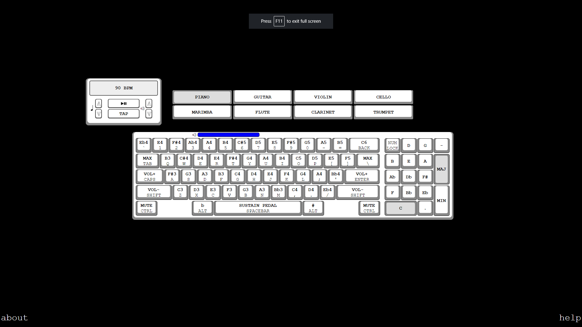 A screenshot from a music web app that I built in 2019.